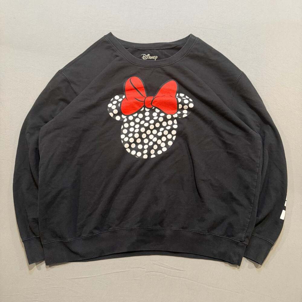 Disney Minnie Mouse Polka Dot Bow Graphic Sweatshirt Black 2X